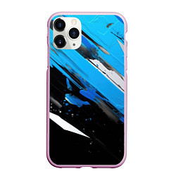 Чехол iPhone 11 Pro матовый Black blue white, цвет: 3D-розовый