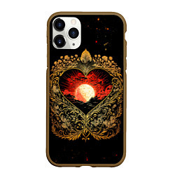 Чехол iPhone 11 Pro матовый Закат в сердце - нейросеть