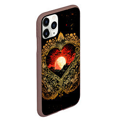 Чехол iPhone 11 Pro матовый Закат в сердце - нейросеть, цвет: 3D-коричневый — фото 2