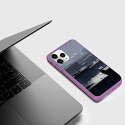 Чехол iPhone 11 Pro матовый Тёмный металлический город будущего, цвет: 3D-фиолетовый — фото 2