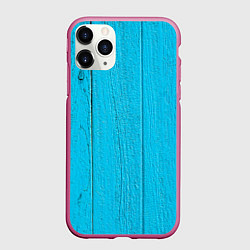 Чехол iPhone 11 Pro матовый Деревянный забор, цвет: 3D-малиновый