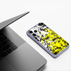 Чехол iPhone 11 Pro матовый Белая и жёлтая краска, цвет: 3D-светло-сиреневый — фото 2