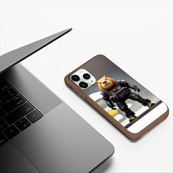 Чехол iPhone 11 Pro матовый Капи полицейский - киберпанк - нейросеть, цвет: 3D-коричневый — фото 2