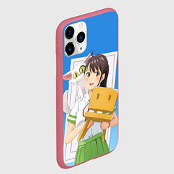 Чехол iPhone 11 Pro матовый Судзуме с котом и стульчиком, цвет: 3D-малиновый — фото 2