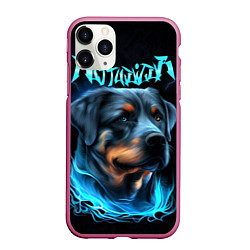 Чехол iPhone 11 Pro матовый Rottweiler and lightnings