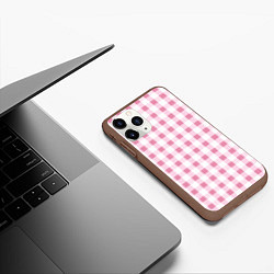 Чехол iPhone 11 Pro матовый Барби-розовый: клетка, цвет: 3D-коричневый — фото 2