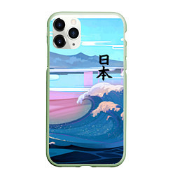 Чехол iPhone 11 Pro матовый Japan - landscape - waves, цвет: 3D-салатовый
