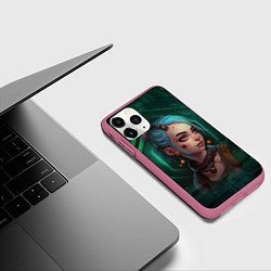 Чехол iPhone 11 Pro матовый Jinx green Arcane League of Legends, цвет: 3D-малиновый — фото 2