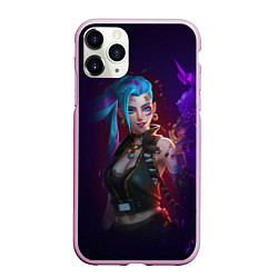 Чехол iPhone 11 Pro матовый Jinx art arcane league of legends, цвет: 3D-розовый