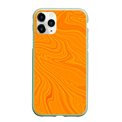 Чехол iPhone 11 Pro матовый Абстракция оранжевый, цвет: 3D-салатовый