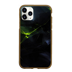 Чехол iPhone 11 Pro матовый Black green elements, цвет: 3D-коричневый