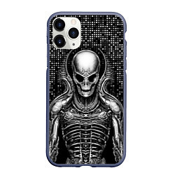 Чехол iPhone 11 Pro матовый Скелет пришельца, цвет: 3D-серый