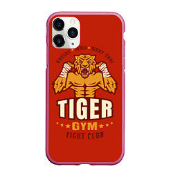 Чехол iPhone 11 Pro матовый Tiger - боец, цвет: 3D-малиновый