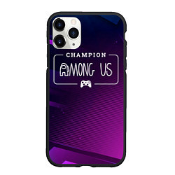 Чехол iPhone 11 Pro матовый Among Us gaming champion: рамка с лого и джойстико