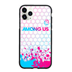 Чехол iPhone 11 Pro матовый Among Us neon gradient style: символ сверху