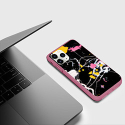 Чехол iPhone 11 Pro матовый Композиция из пятен красок, цвет: 3D-малиновый — фото 2