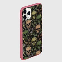 Чехол iPhone 11 Pro матовый Черепа со знаками радиактивности, цвет: 3D-малиновый — фото 2