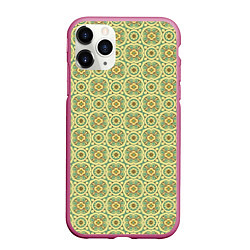 Чехол iPhone 11 Pro матовый Цветочный орнамент паттерн, цвет: 3D-малиновый