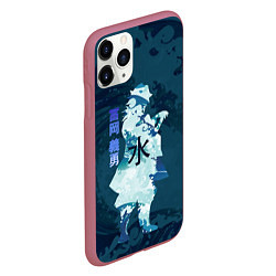 Чехол iPhone 11 Pro матовый Kimetsu no Yaiba Гию Томиока и волны, цвет: 3D-малиновый — фото 2