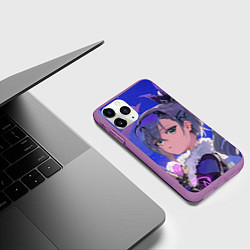Чехол iPhone 11 Pro матовый Хонкай Стар Рейл: Серебряный Волк, цвет: 3D-фиолетовый — фото 2