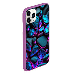 Чехол iPhone 11 Pro матовый Неоновые камни, цвет: 3D-фиолетовый — фото 2