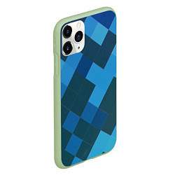 Чехол iPhone 11 Pro матовый Синий прямоугольный паттерн, цвет: 3D-салатовый — фото 2