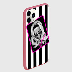 Чехол iPhone 11 Pro матовый Барби и полосы, цвет: 3D-малиновый — фото 2