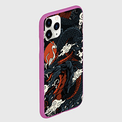 Чехол iPhone 11 Pro матовый Дракон в японском стиле, цвет: 3D-фиолетовый — фото 2