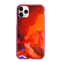Чехол iPhone 11 Pro матовый Красно-оранжевый камень, цвет: 3D-малиновый