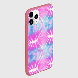 Чехол iPhone 11 Pro матовый Голубо-розовый узор тай-дай, цвет: 3D-малиновый — фото 2