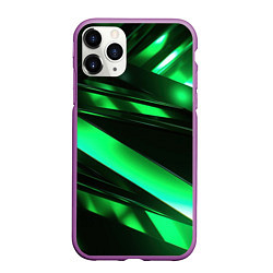 Чехол iPhone 11 Pro матовый Зеленая неоновая абстракция, цвет: 3D-фиолетовый