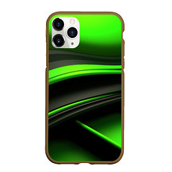 Чехол iPhone 11 Pro матовый Black green textureпоп, цвет: 3D-коричневый