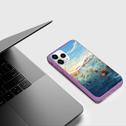 Чехол iPhone 11 Pro матовый Рыбки выплескиваются из воды, цвет: 3D-фиолетовый — фото 2