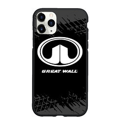 Чехол iPhone 11 Pro матовый Great Wall speed на темном фоне со следами шин, цвет: 3D-черный