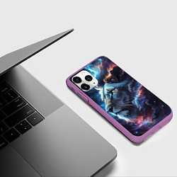 Чехол iPhone 11 Pro матовый Galactic lion, цвет: 3D-фиолетовый — фото 2