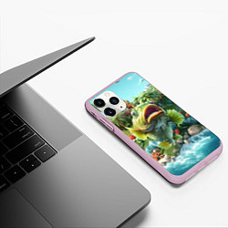 Чехол iPhone 11 Pro матовый Карп в полете, цвет: 3D-розовый — фото 2