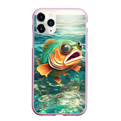 Чехол iPhone 11 Pro матовый Рыба карп, цвет: 3D-розовый