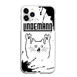 Чехол iPhone 11 Pro матовый Lindemann рок кот на светлом фоне, цвет: 3D-белый