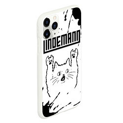 Чехол iPhone 11 Pro матовый Lindemann рок кот на светлом фоне, цвет: 3D-белый — фото 2