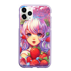Чехол iPhone 11 Pro матовый Девушка с фиолетовыми волосами, цвет: 3D-светло-сиреневый