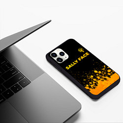 Чехол iPhone 11 Pro матовый Sally Face - gold gradient: символ сверху, цвет: 3D-черный — фото 2