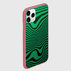 Чехол iPhone 11 Pro матовый Абстрактный узор волн, цвет: 3D-малиновый — фото 2