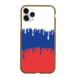 Чехол iPhone 11 Pro матовый Флаг России - потёки