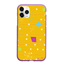 Чехол iPhone 11 Pro матовый Yellow abstraction, цвет: 3D-фиолетовый