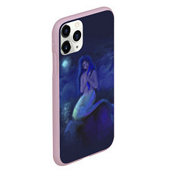 Чехол iPhone 11 Pro матовый Русалка и полнолуние, цвет: 3D-розовый — фото 2