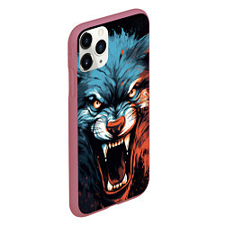 Чехол iPhone 11 Pro матовый Fantasy wolf, цвет: 3D-малиновый — фото 2