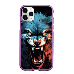 Чехол iPhone 11 Pro матовый Fantasy wolf, цвет: 3D-фиолетовый