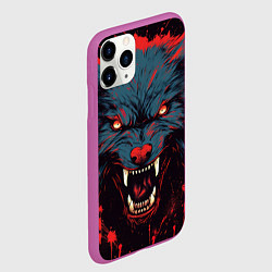 Чехол iPhone 11 Pro матовый Волк брызги, цвет: 3D-фиолетовый — фото 2