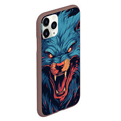 Чехол iPhone 11 Pro матовый Art blue wolf, цвет: 3D-коричневый — фото 2