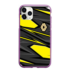 Чехол iPhone 11 Pro матовый Renault - желтый, цвет: 3D-фиолетовый